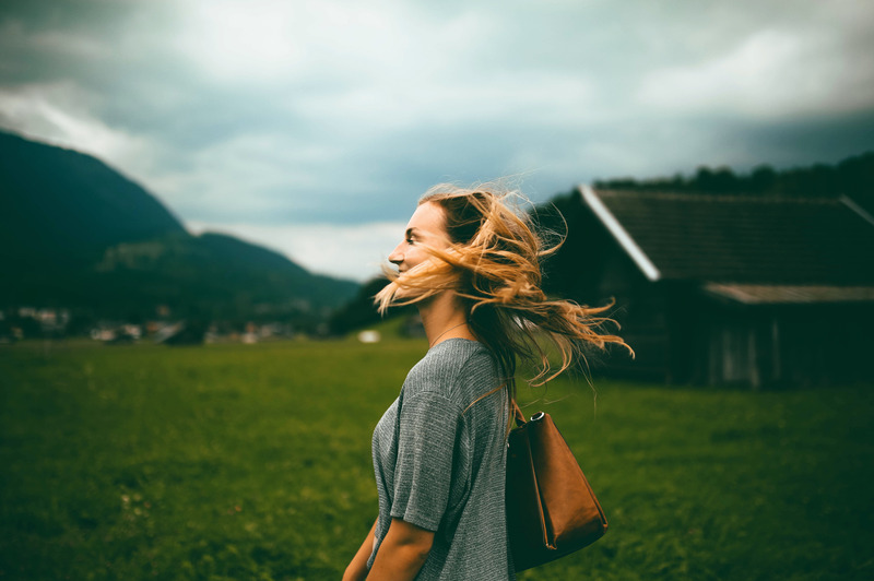 liberated woman in field