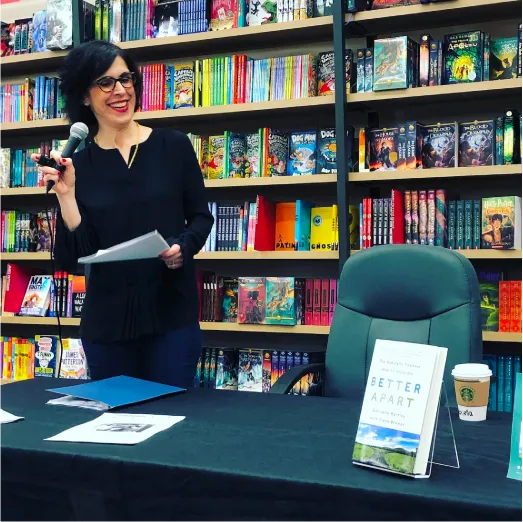 Image of Gabrielle Hartley speaking about her book, Better Apart